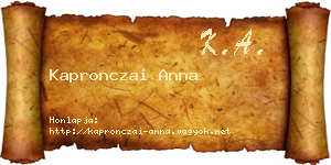 Kapronczai Anna névjegykártya